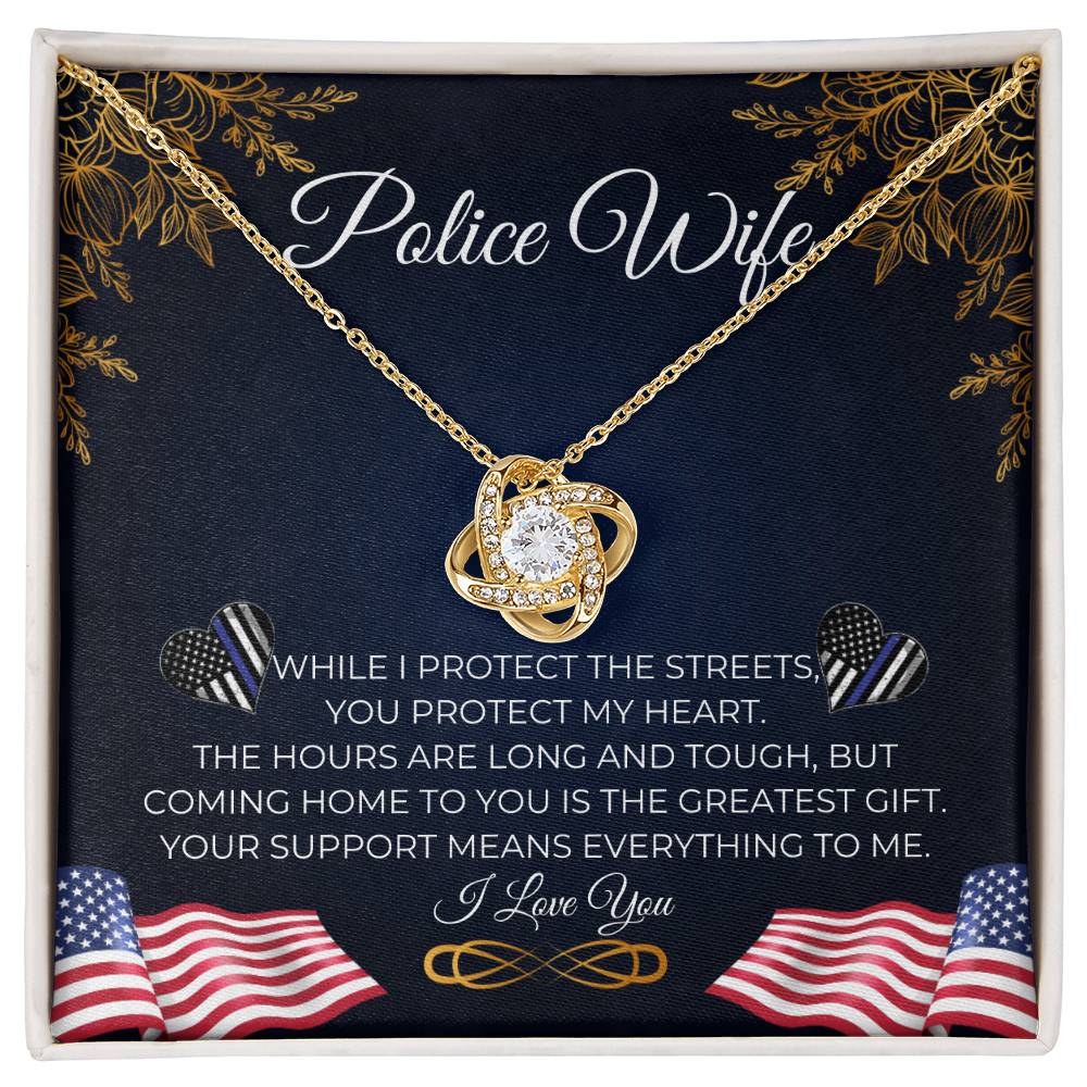 Police Wife - You Protect My Heart - Love Knot Necklace