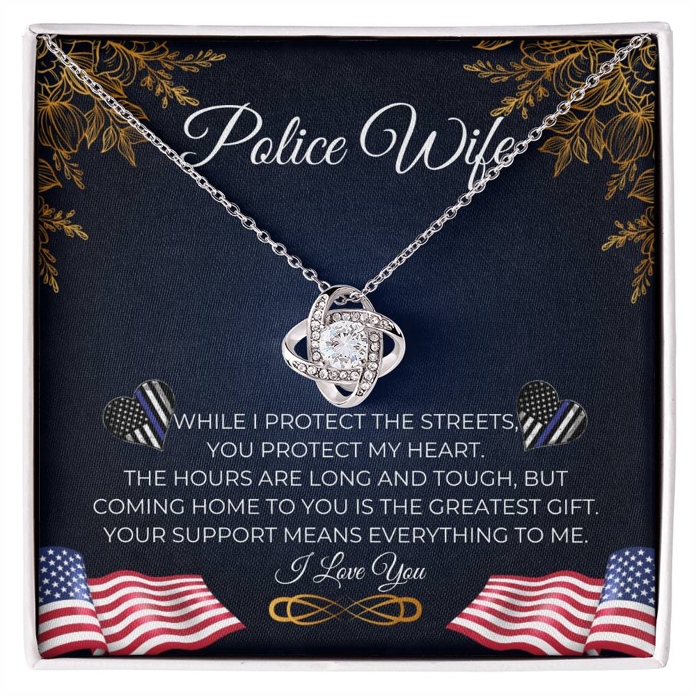 Police Wife - You Protect My Heart - Love Knot Necklace